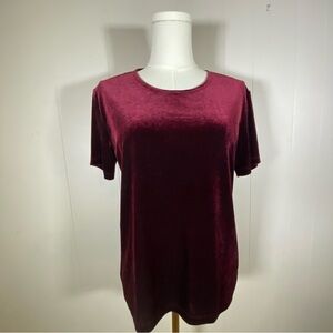 Vintage whimsigoth goth Burgundy Velvet Short Sleeve Top size medium
